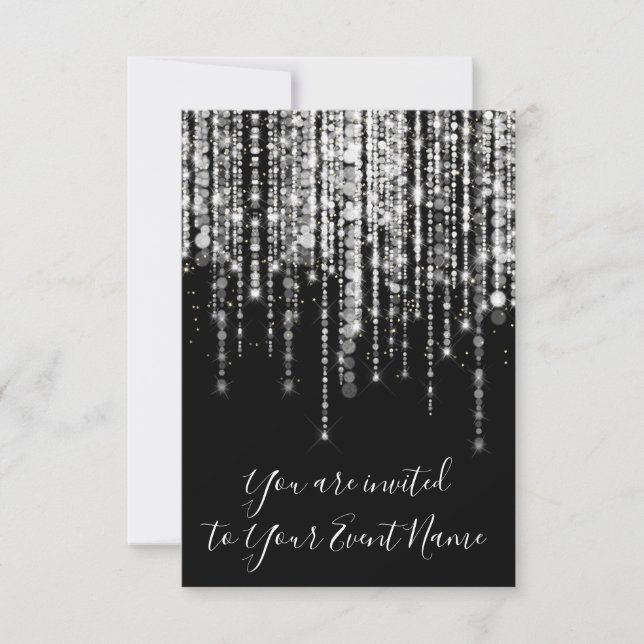 Invitación Boda Ducha de novia Pastel Cadenas Blanco negro (Anverso)