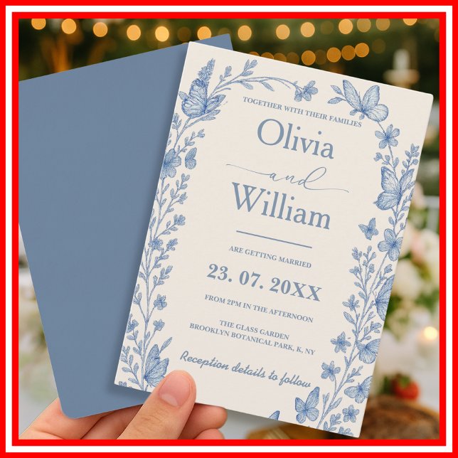 Invitación Boda Dusty Blue | Flor silvestre (Subido por el creador)