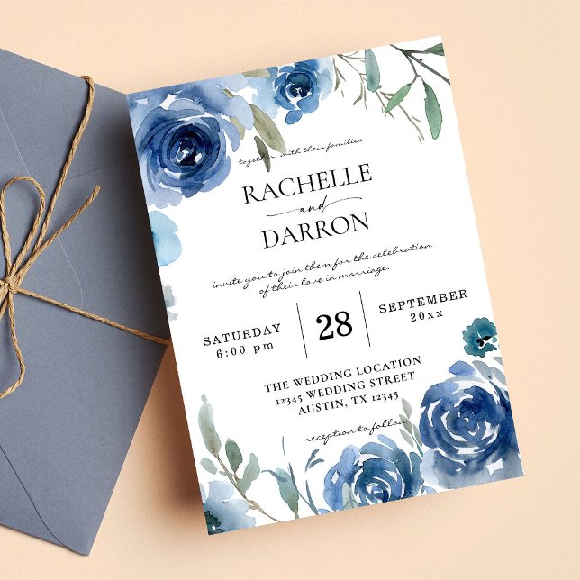Invitación Boda Dusty Blue Floral (Subido por el creador)