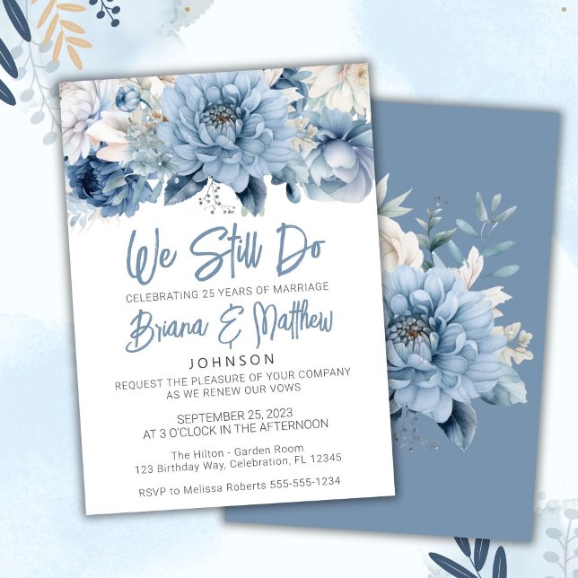 Invitación Boda Dusty Blue Floral Vow Renovación (Subido por el creador)