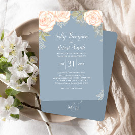 Invitación Boda Dusty Blue Floral Watercolor