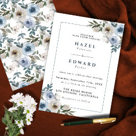 Invitación Boda Dusty Blue Floral Watercolor