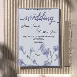 Invitación Boda Dusty Blue Floral Watercolor