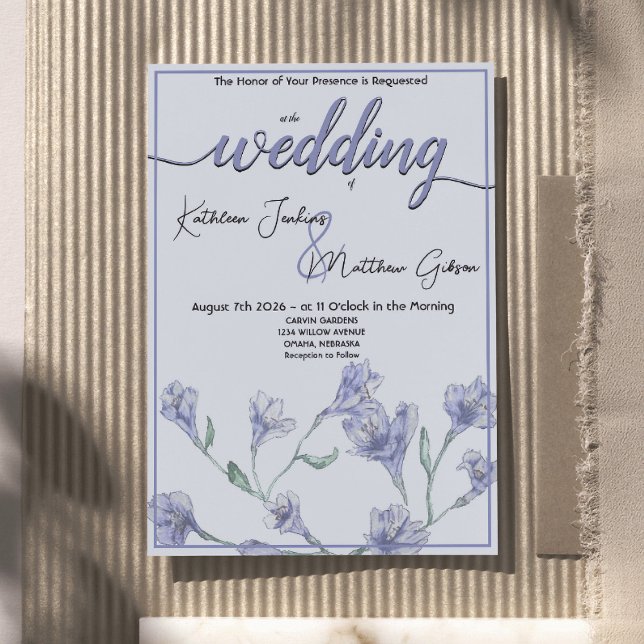 Invitación Boda Dusty Blue Floral Watercolor (Subido por el creador)