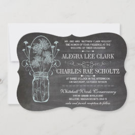 Invitación Boda Dusty Blue Mason Jar Chalkboard
