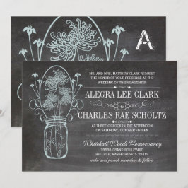 Invitación Boda Dusty Blue Mason Jar Chalkboard