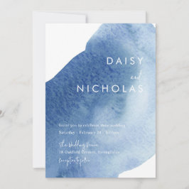 Invitación Boda Dusty Blue Modern Watercolor