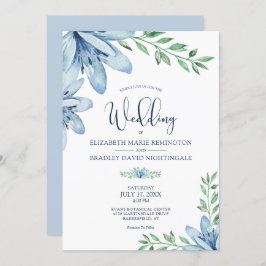 Invitación Boda Dusty Blue & Navy Blue Blooms