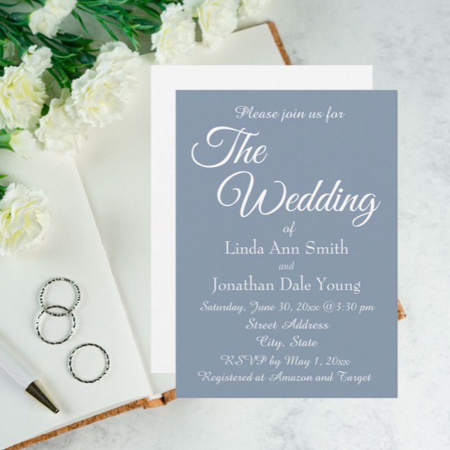 Invitación Boda Dusty Blue Simple Style (In Situ Wedding)