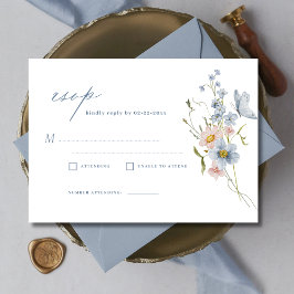 Invitación Boda Dusty Blue Wildflower RSVP