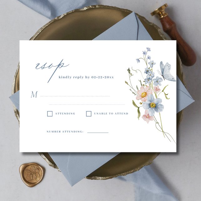 Invitación Boda Dusty Blue Wildflower RSVP (Subido por el creador)