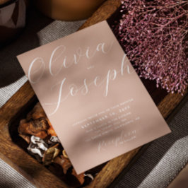 Invitación Boda Dusty Peach Cálido | Elegante foto y código Q