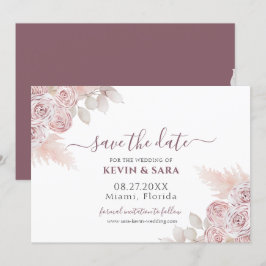 Invitación Boda Dusty Pink Floral Pastel Guardar la fecha