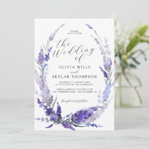 Invitación Boda Dusty Purple Lilac Lavender Floral Mauve