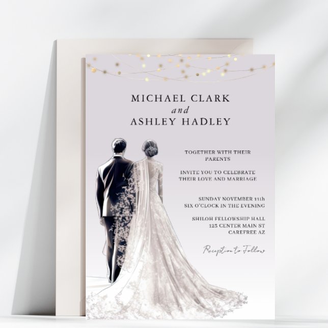 Invitación Boda Dusty Purple Traditional Bride Groom (Subido por el creador)