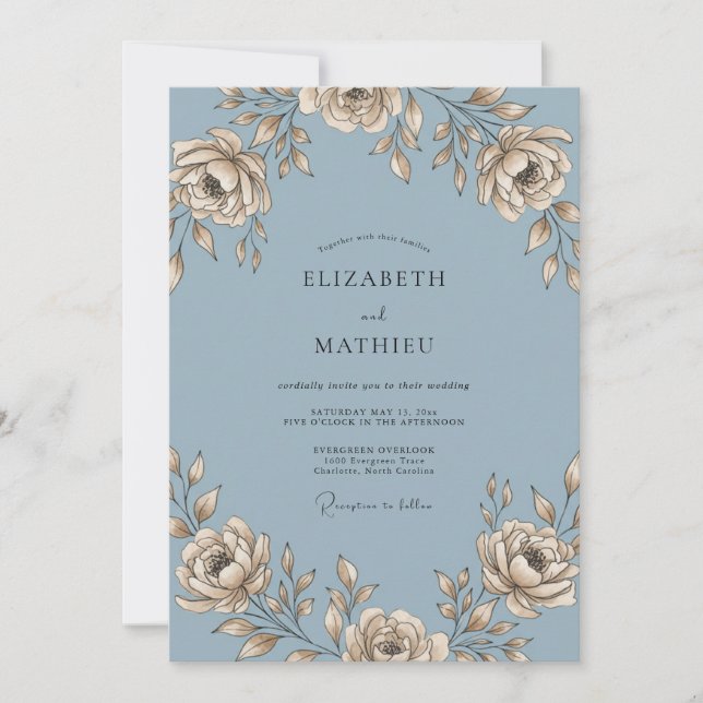 Invitación Boda Dusty Rose Champagne Pizarra (Anverso)