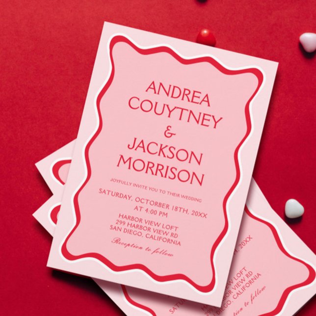 Invitación Boda ecléctico negro y rosa (Subido por el creador)