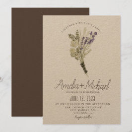 Invitación Boda Ecológica Acuarela Lavanda Minimalista
