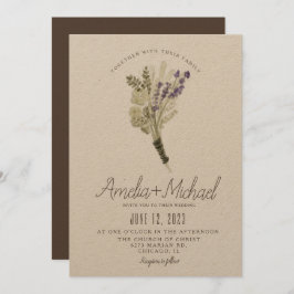 Invitación Boda ecológico de color de agua de lavanda minimal