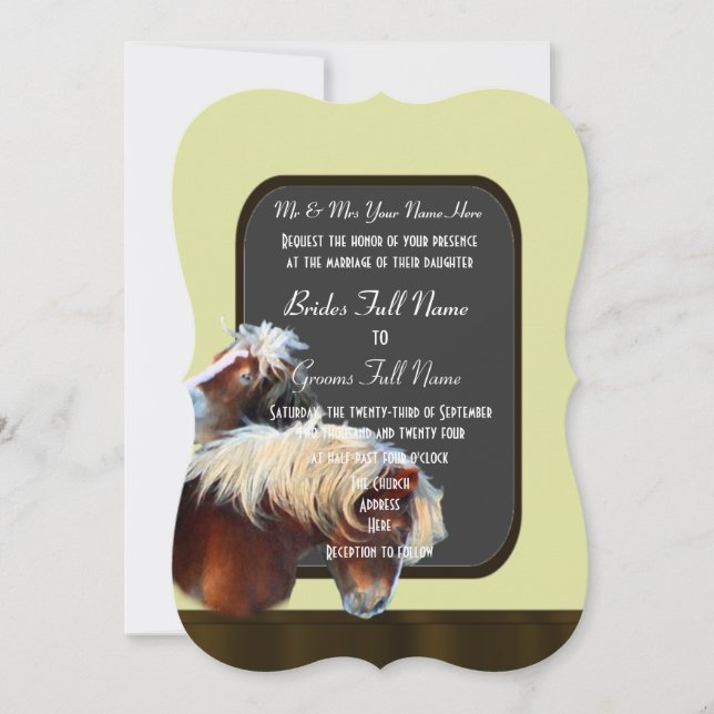 Invitación Boda ecuestre de caballos y ponis (Anverso)