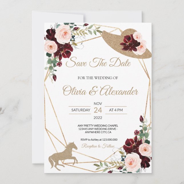 Invitación Boda Ecuestre Guardar la Fecha (Anverso)