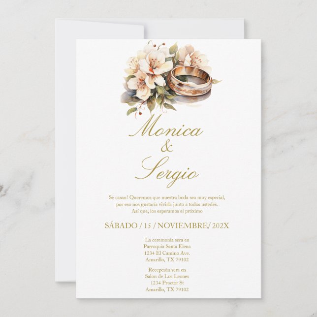 Invitación Boda editable en español (Anverso)
