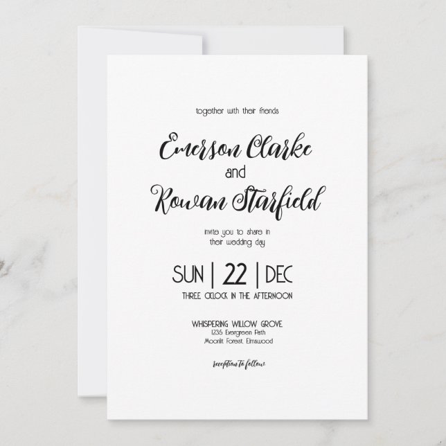 Invitación Boda editable minimalista elegante (Anverso)