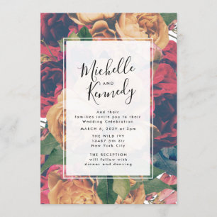 Invitación boda editable moderno de boho rosa