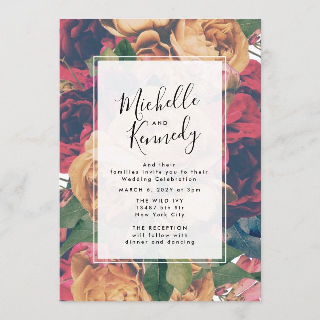 Invitación boda editable moderno de boho rosa (Anverso)