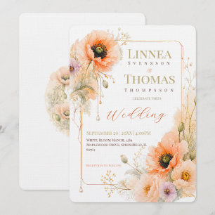 Invitación Boda Editorial Elegante Amapola Rosa Suave