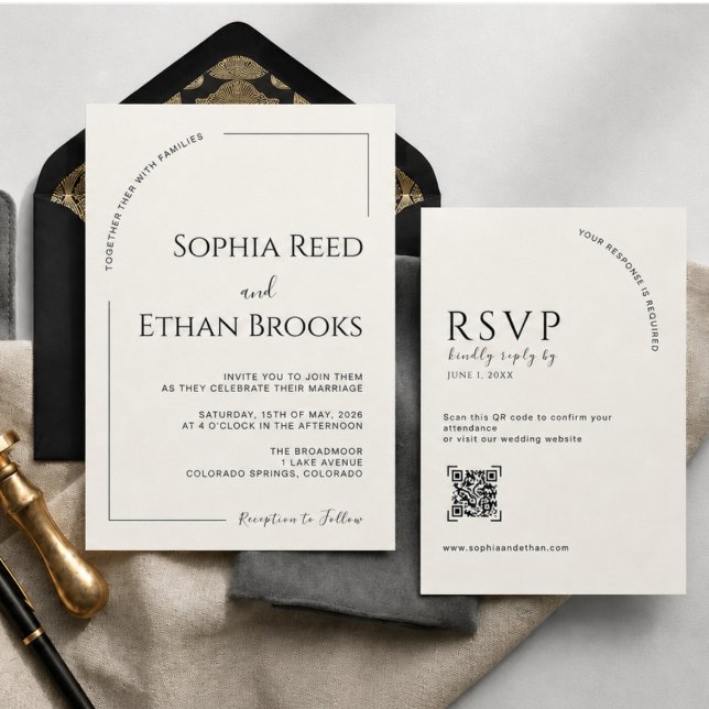 Invitación Boda Editorial Marfil Minimalista Moderna (Subido por el creador)