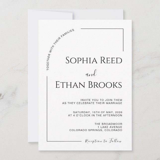 Invitación Boda Editorial Marfil Minimalista Moderna (Anverso)