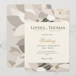 Invitación Boda Editorial Moderna Abstracta Beige Neutral
