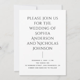 Invitación Boda Editorial Moderna Tipografía Minimalista