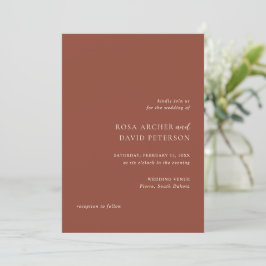 Invitación Boda Editorial Moderno de Cobre Rústico