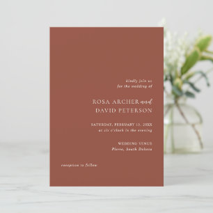 Invitación Boda Editorial Moderno de Cobre Rústico