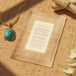 Invitación Boda egipcio de jeroglíficos de oro de Papiro