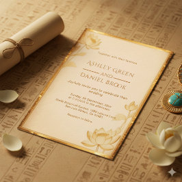 Invitación Boda egipcio de lujo del antiguo Papyrus Gold Lotu