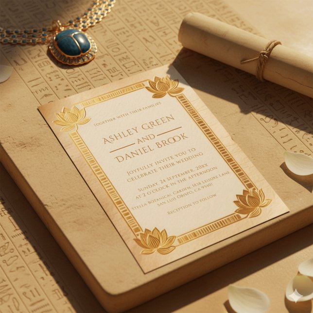Invitación Boda egipcio Papyrus Royal Gold Lotus (Subido por el creador)