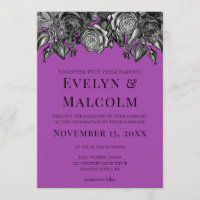 Boda Electric Purple de rosas negras y blancas