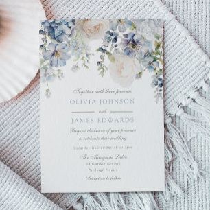 Invitación Boda Elegance Dusty Blue & White Floral Boda
