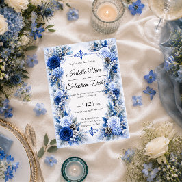 Invitación Boda Elegancia Azul Invernal Encantada