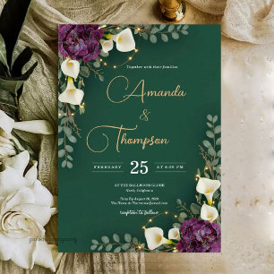 Invitación Boda Elegancia Botánica Esmeralda y Marfil