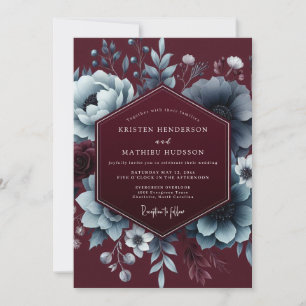 Invitación Boda Elegancia Flor Burgundy Moody