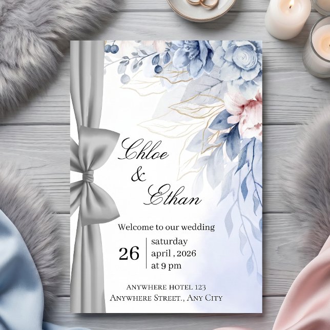 Invitación Boda Elegancia Floral Azul (Subido por el creador)