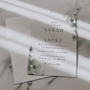 Invitación Boda Elegancia Hoja Verde Acuarela