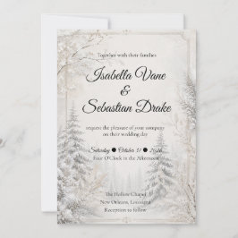 Invitación Boda Elegancia Invernal Atemporal del Bosque
