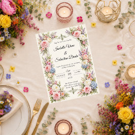Invitación Boda Elegancia Jardín Pastel Romántico