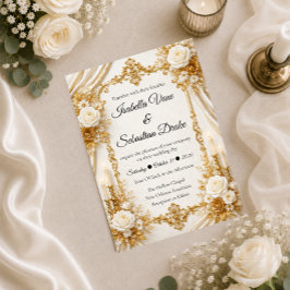 Invitación Boda Elegancia Marfil Dorado Atemporal