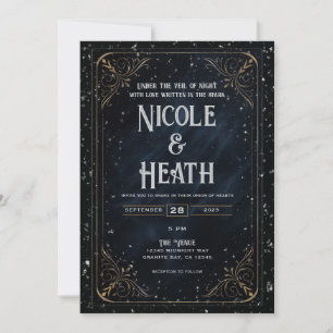 Invitación Boda Elegancia Media Noche Oracle Obsidiana 